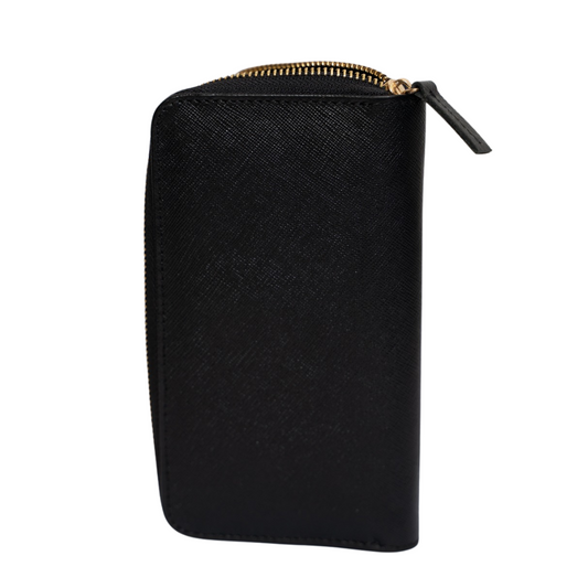 Premium Long Zip Leather Wallet – Classic Black by BM7