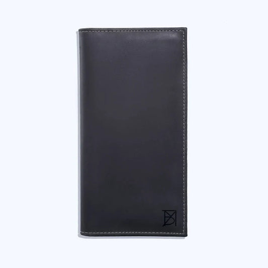 Classic Tan Leather Cheque Book Black Wallet by BM7